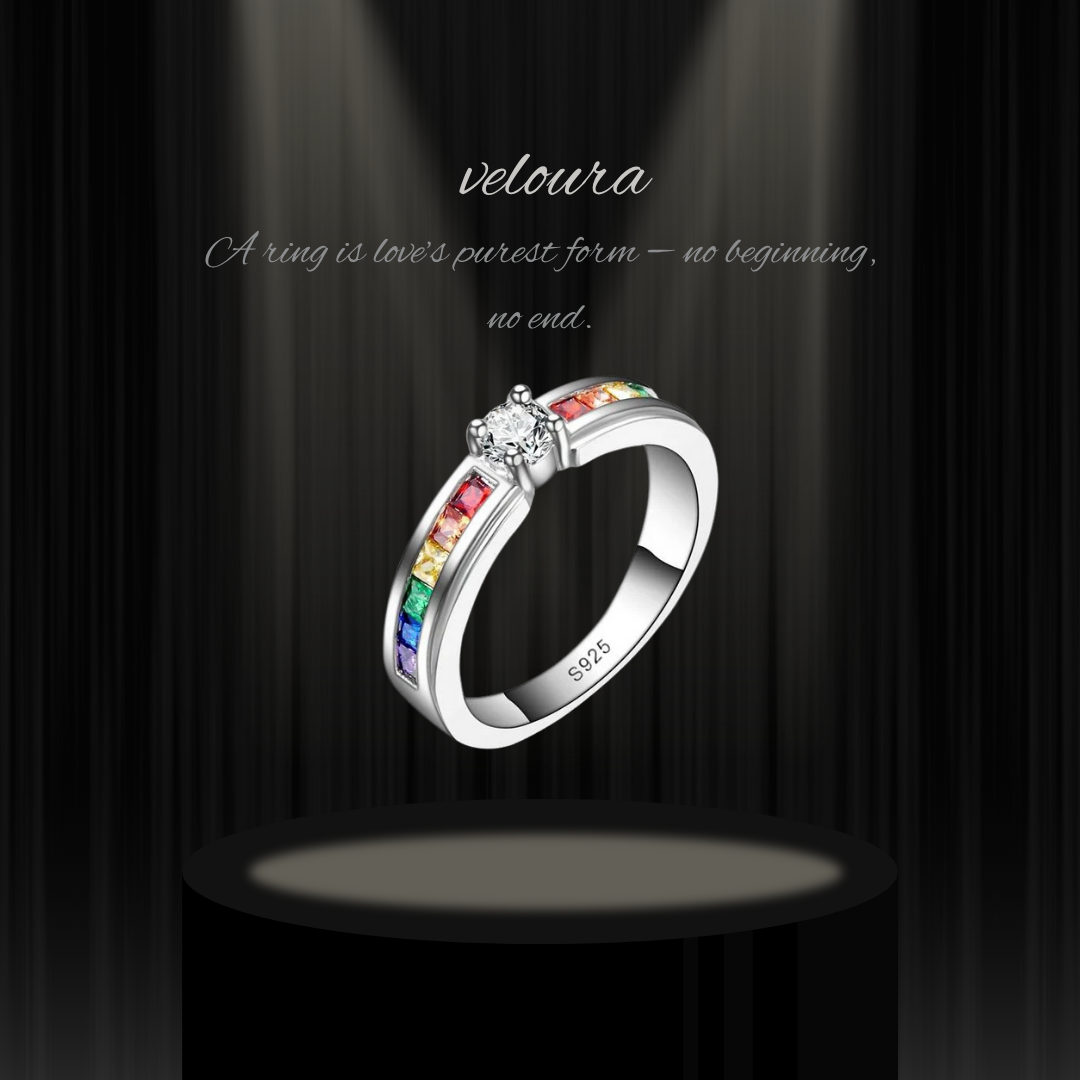 Color Rainbow Cubic Ring