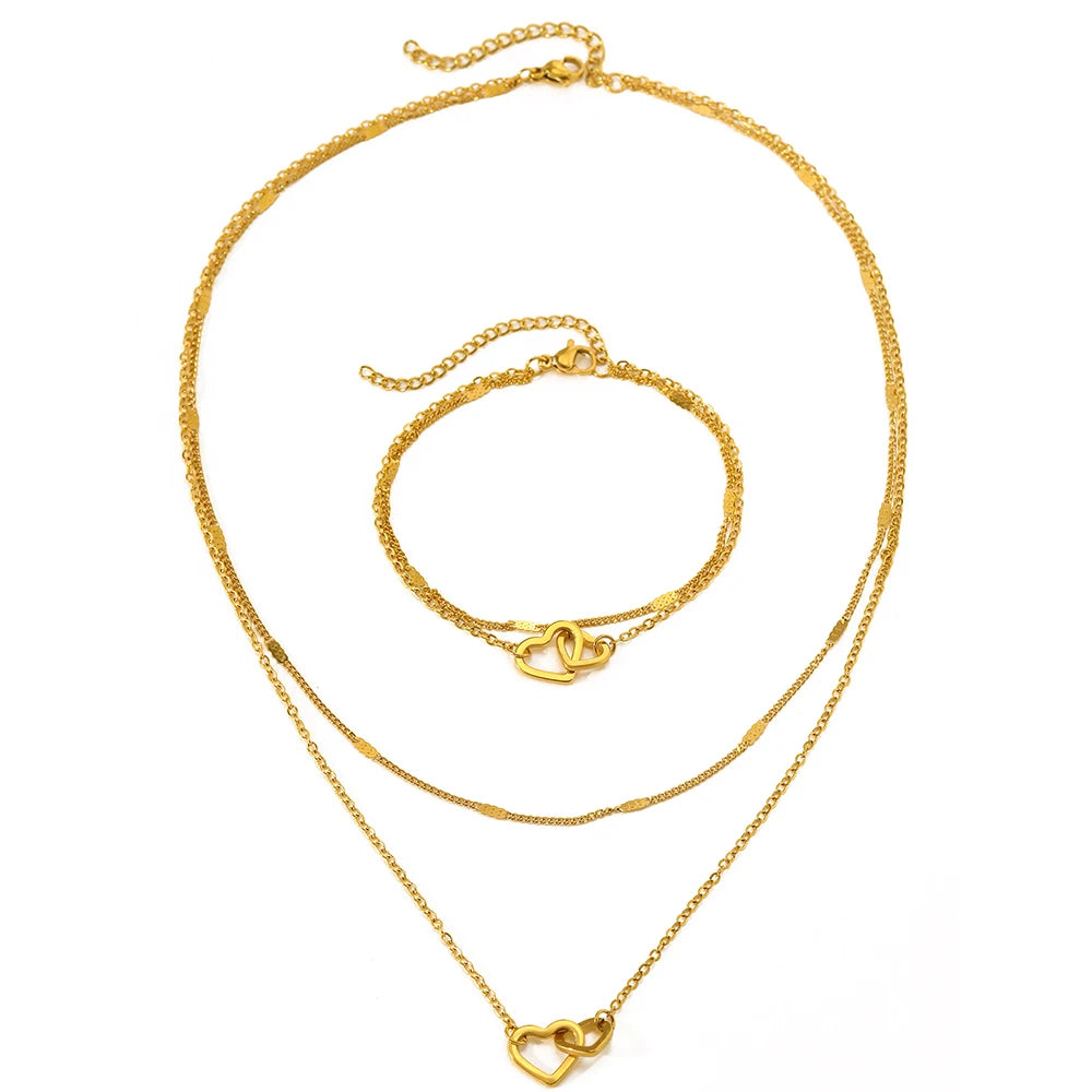 High-end Atmosphere Love Bracelet Love Necklace Double Chain
