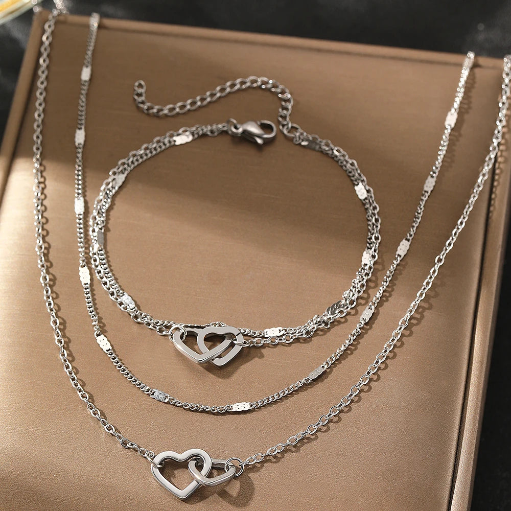 High-end Atmosphere Love Bracelet Love Necklace Double Chain