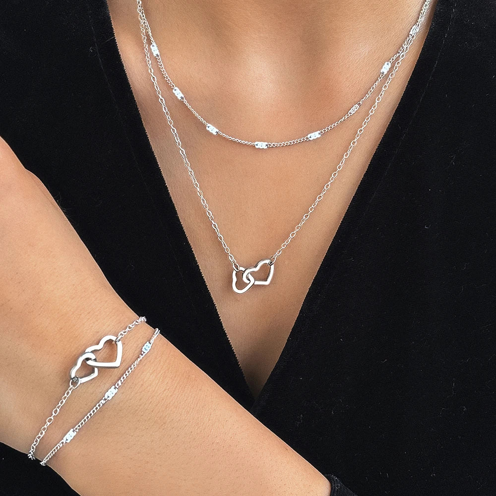 High-end Atmosphere Love Bracelet Love Necklace Double Chain