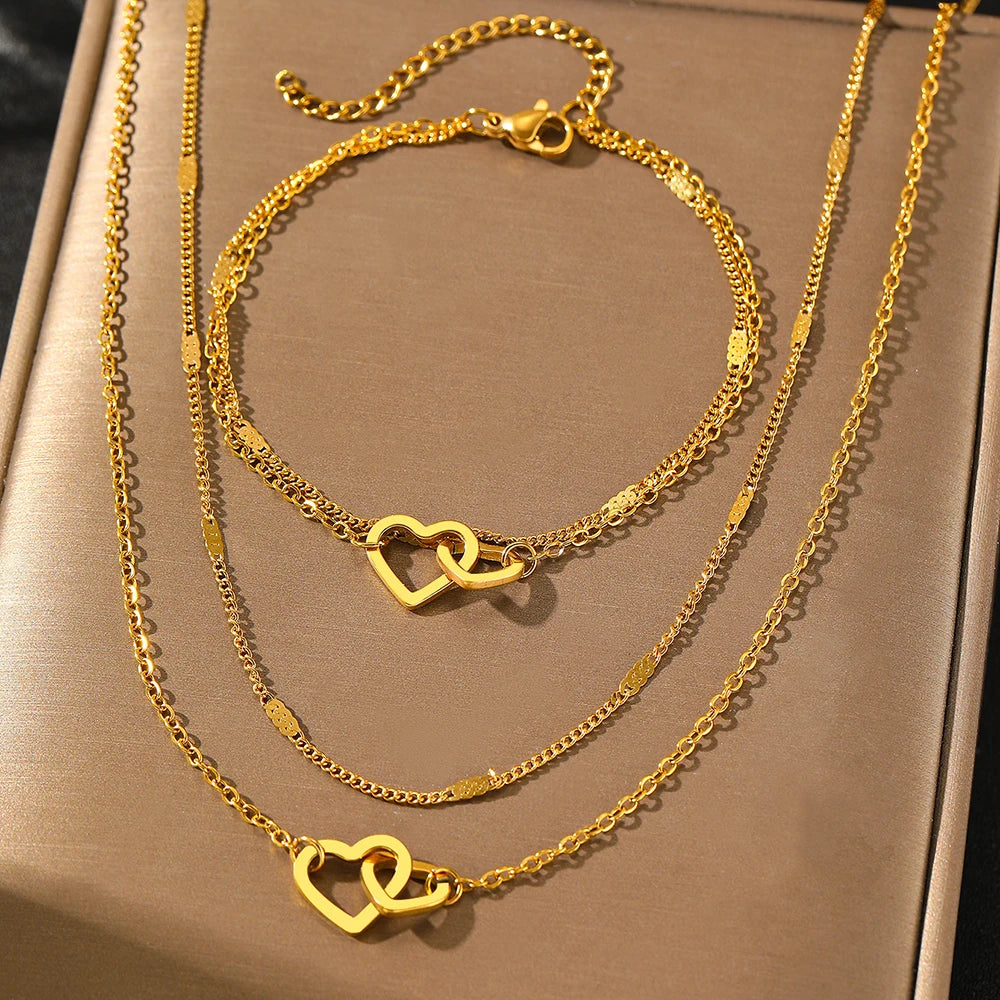 High-end Atmosphere Love Bracelet Love Necklace Double Chain