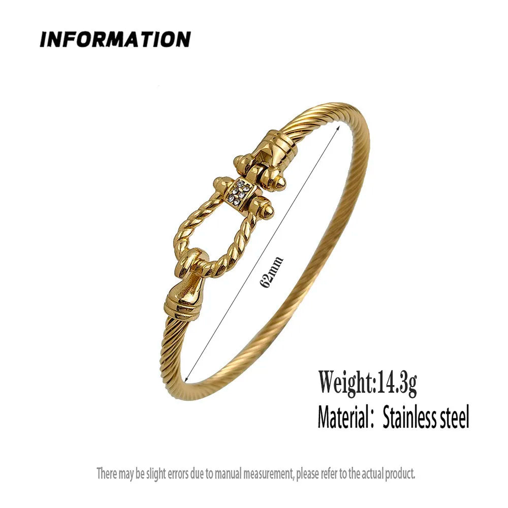 Horseshoe gold-plated stainless steel bracelet
