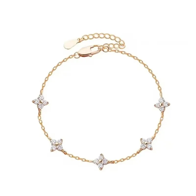 Crystal Four Leaf Flower Bracelet