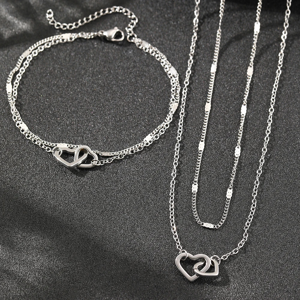 High-end Atmosphere Love Bracelet Love Necklace Double Chain