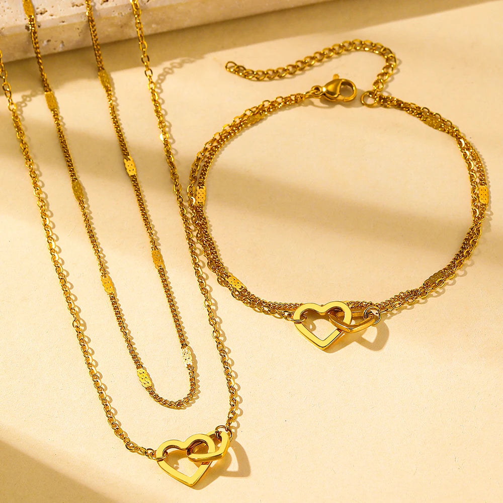 High-end Atmosphere Love Bracelet Love Necklace Double Chain
