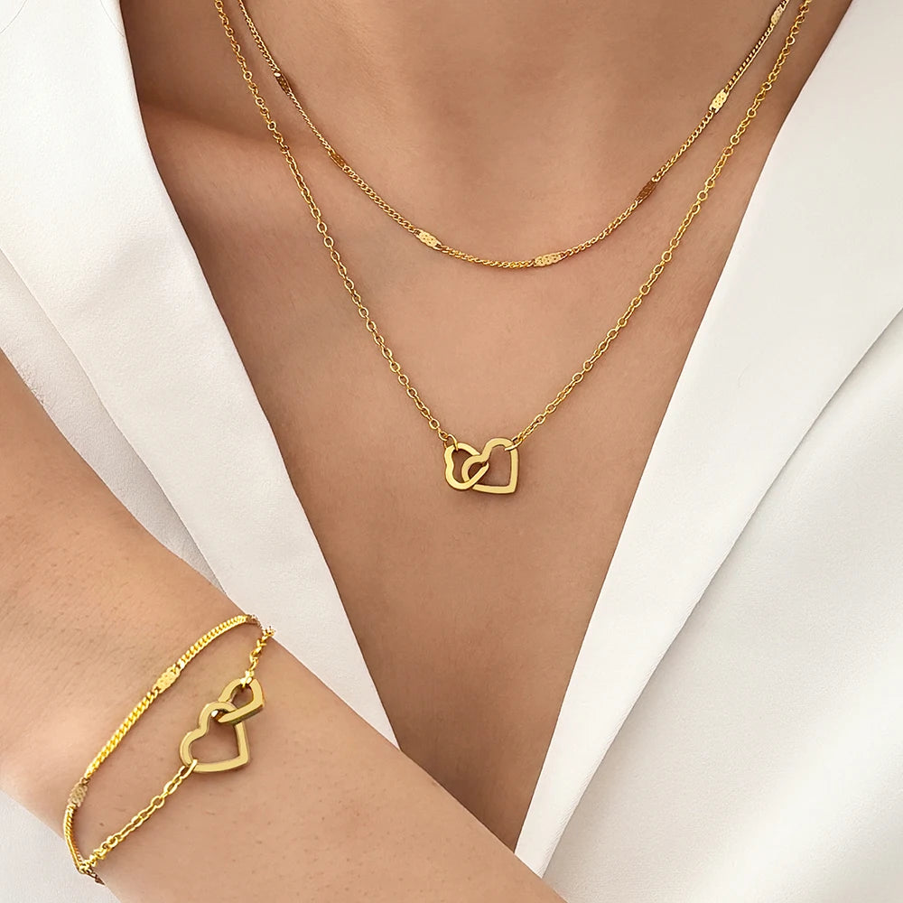 High-end Atmosphere Love Bracelet Love Necklace Double Chain