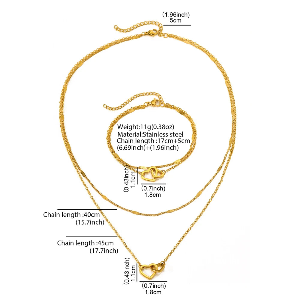 High-end Atmosphere Love Bracelet Love Necklace Double Chain
