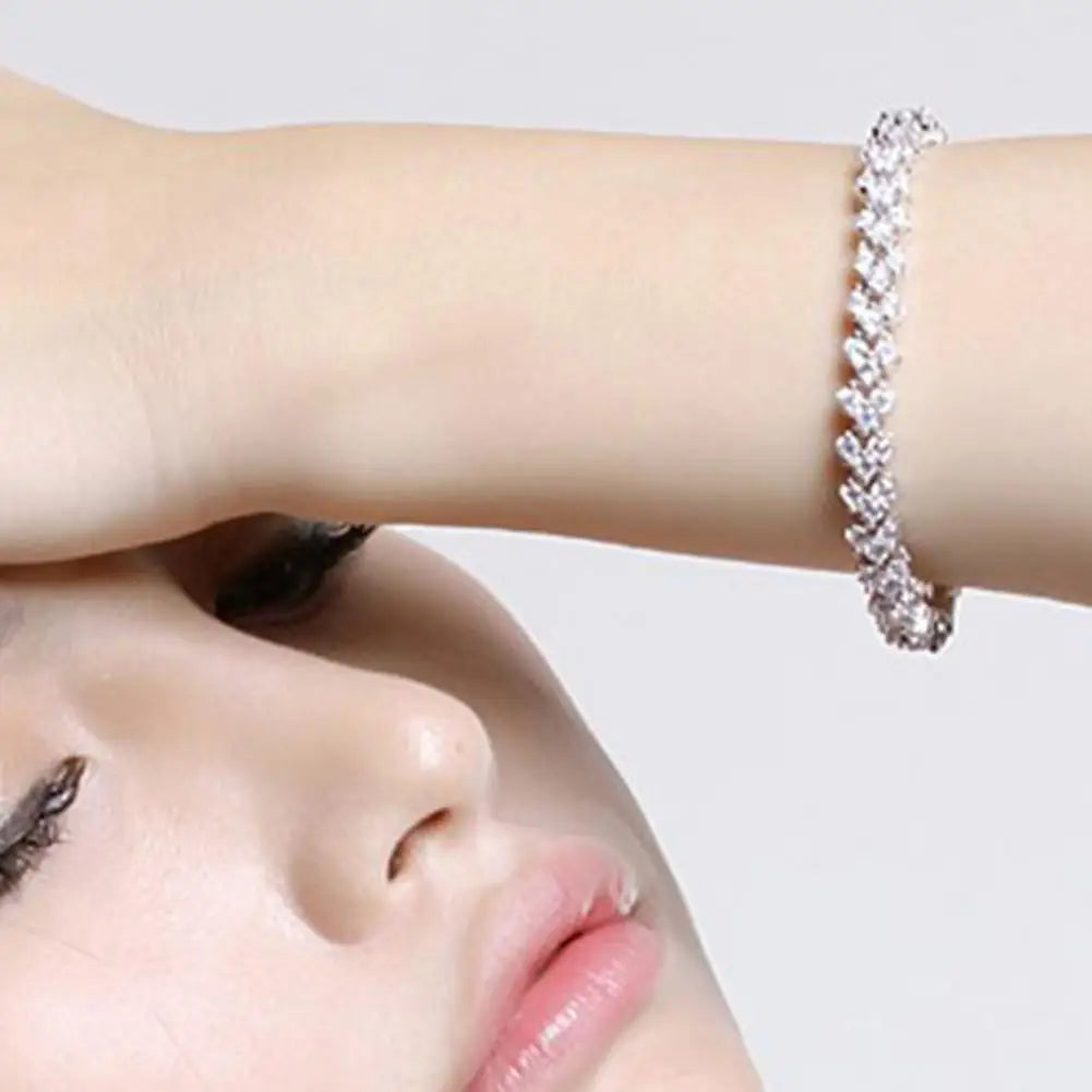 Shiny Inlaid Bangle Bracelet