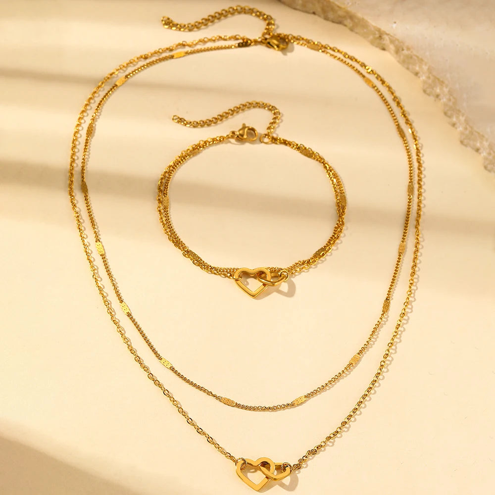 High-end Atmosphere Love Bracelet Love Necklace Double Chain