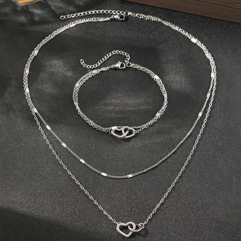 High-end Atmosphere Love Bracelet Love Necklace Double Chain