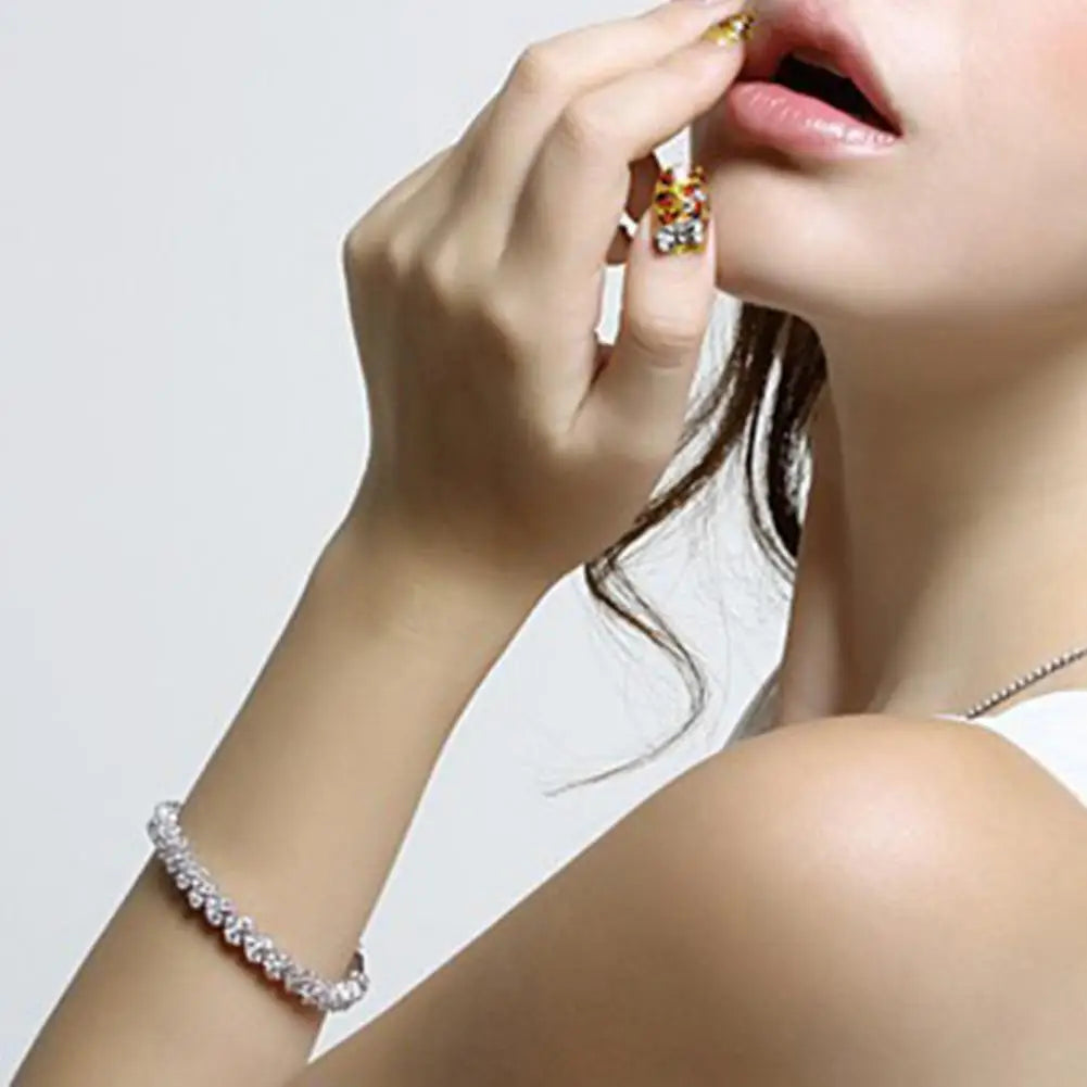 Shiny Inlaid Bangle Bracelet