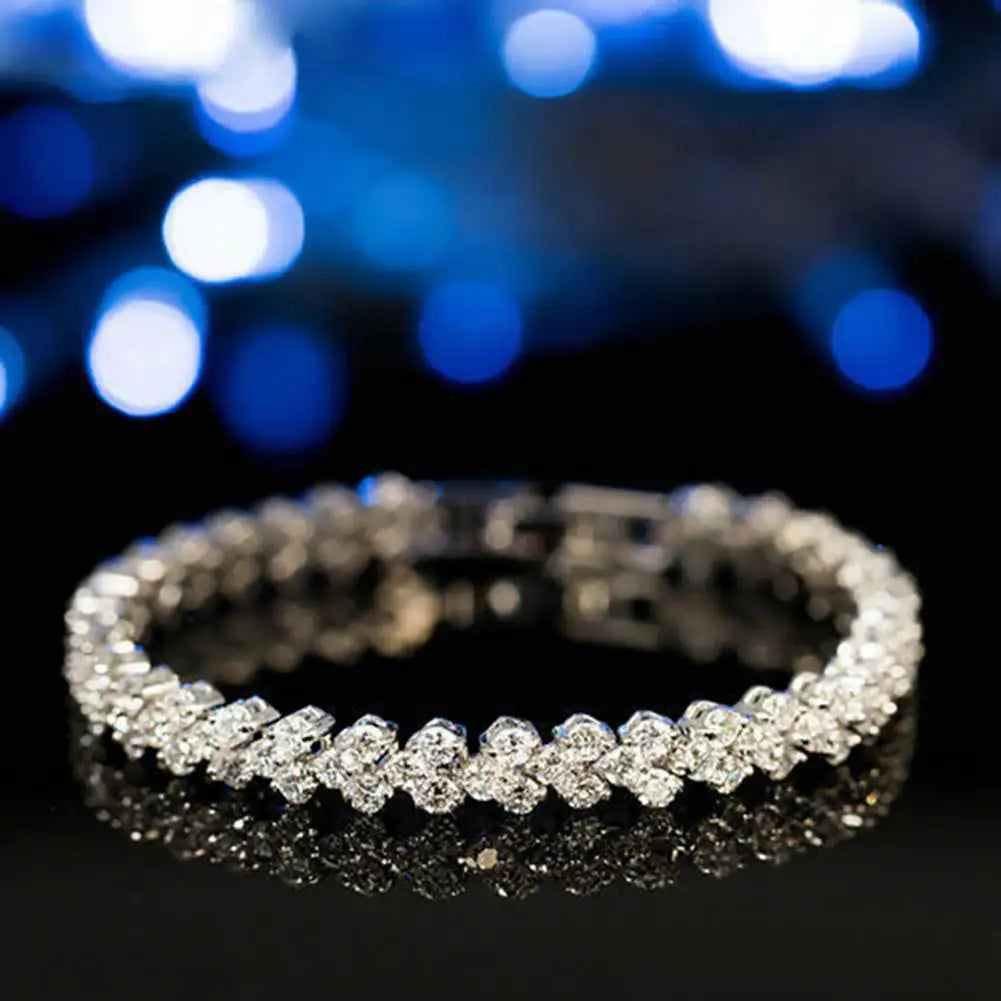 Shiny Inlaid Bangle Bracelet