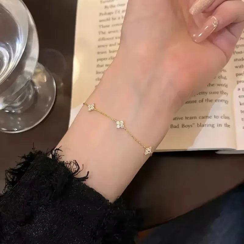 Crystal Four Leaf Flower Bracelet